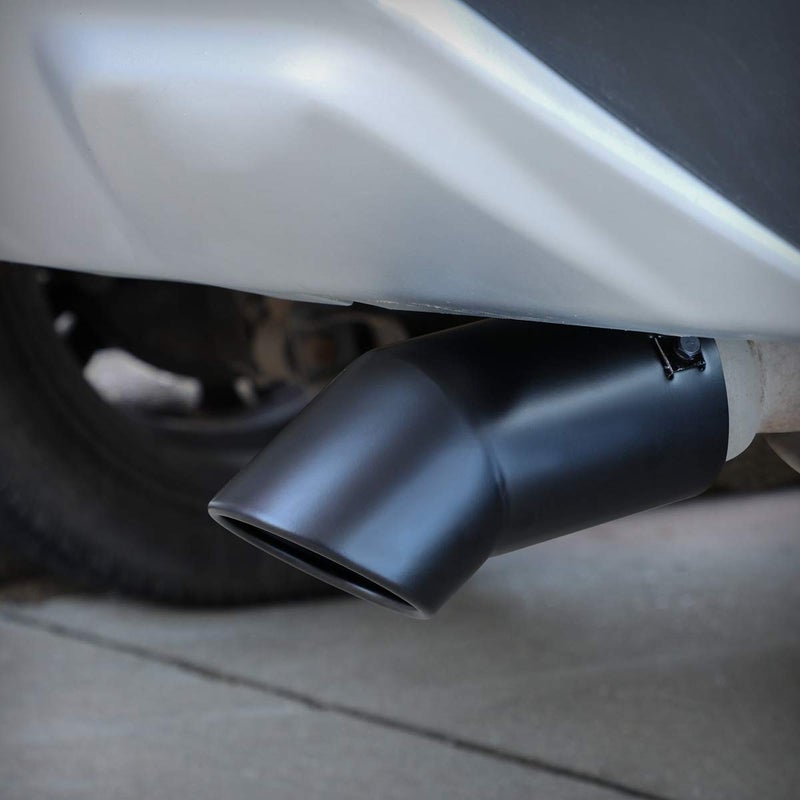 TriTrust Exhaust Tip, 2.75-3 inch inlet adjustable, 3.5'' Outlet 8'' Long Muffler Tip, Black Powder Coated Stainless Steel Truck Car Turn Down Tail Tip, Clamp On Tailpipe - Image 4
